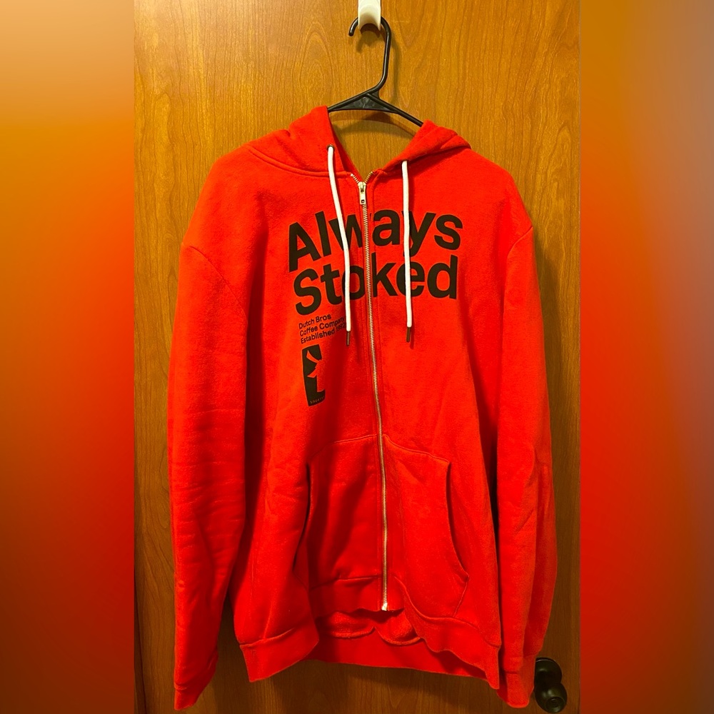Red Dutch Bros Zip Up Hoodie